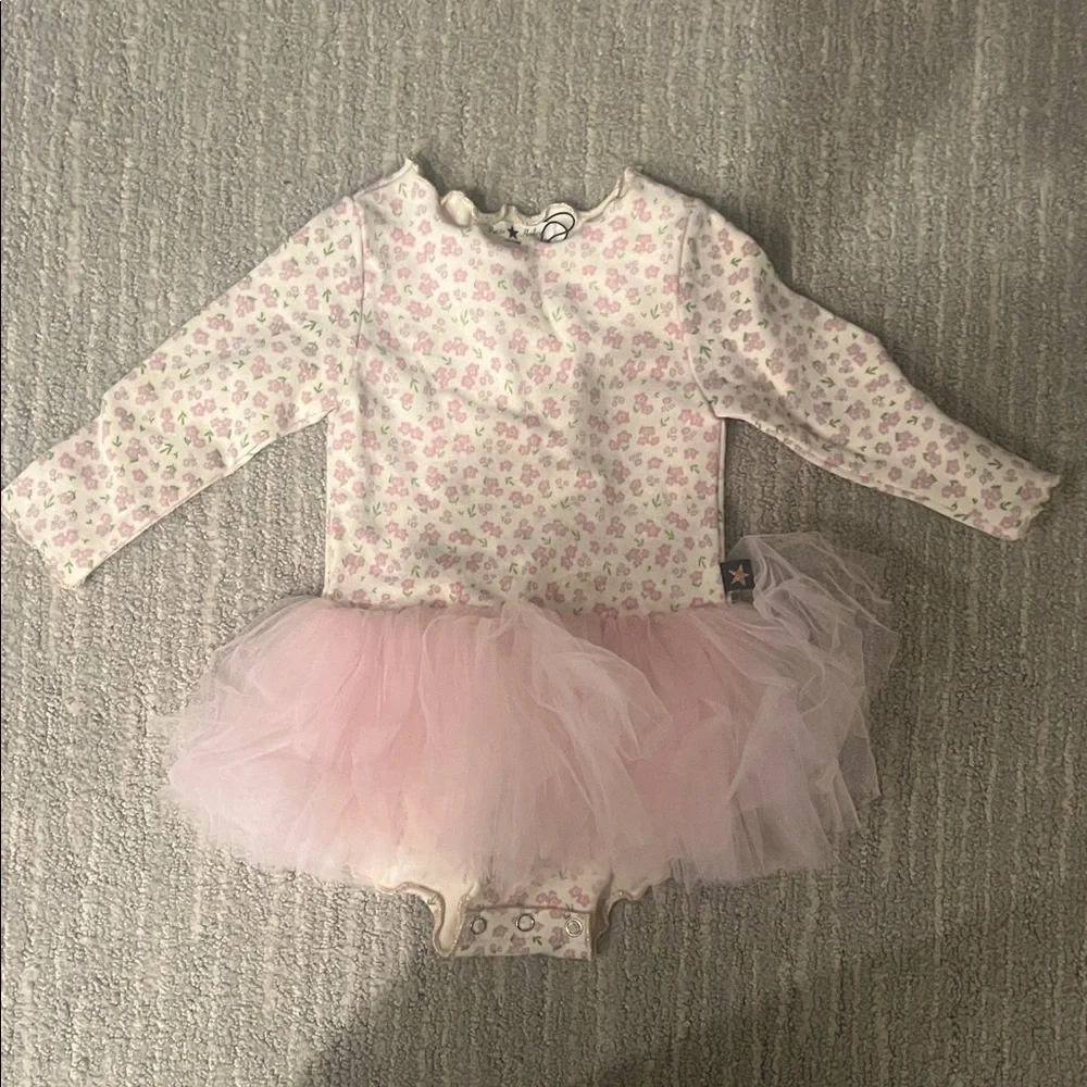 Petite Hailey Baby Girl PinkFloral Long Sleeve Tulle Dress 6M Spring Summer Bday